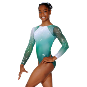 Emerald Whisper Elite Women’s Long Sleeve Gymnastics Leotard