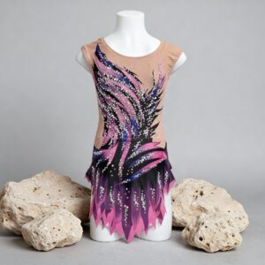 Rhythmic Gymnastics Competition Leotard – Pink & Lilac with Black