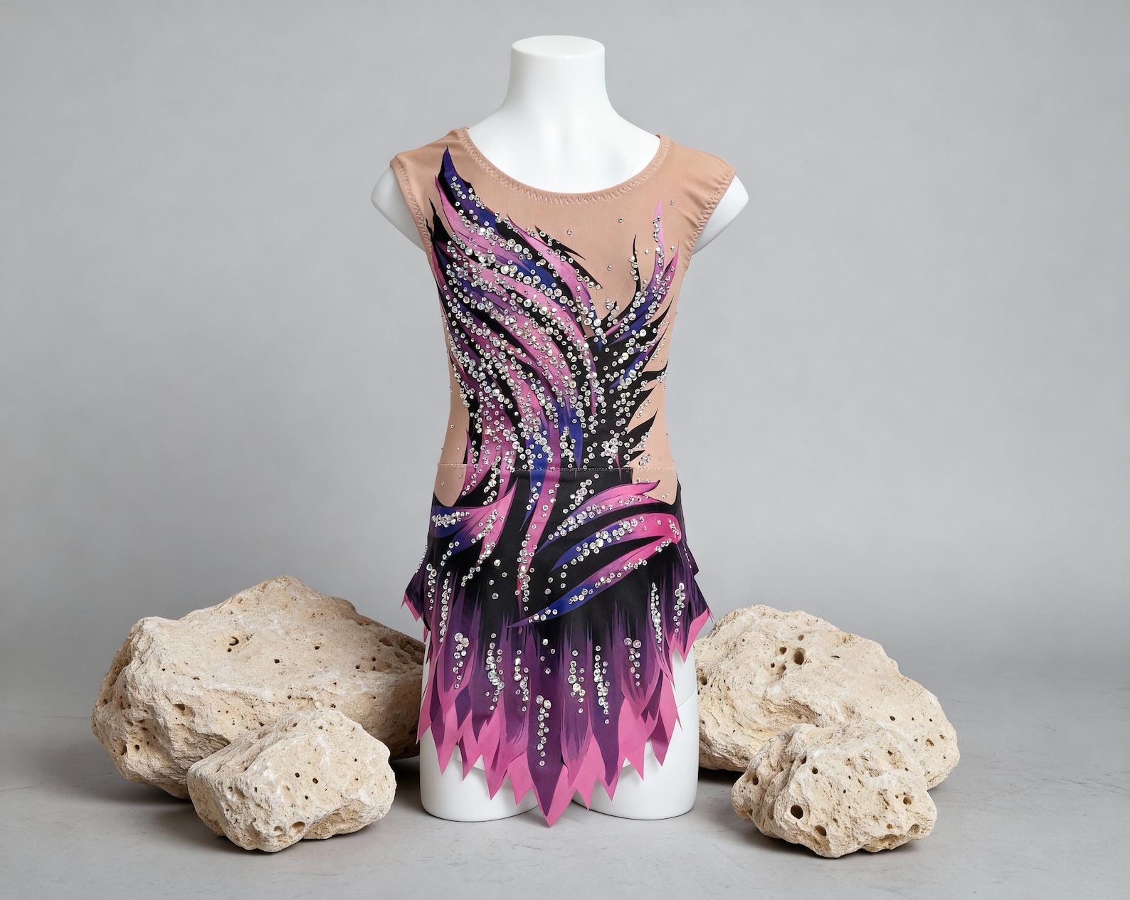 Rhythmic Gymnastics Competition Leotard – Pink & Lilac with Black